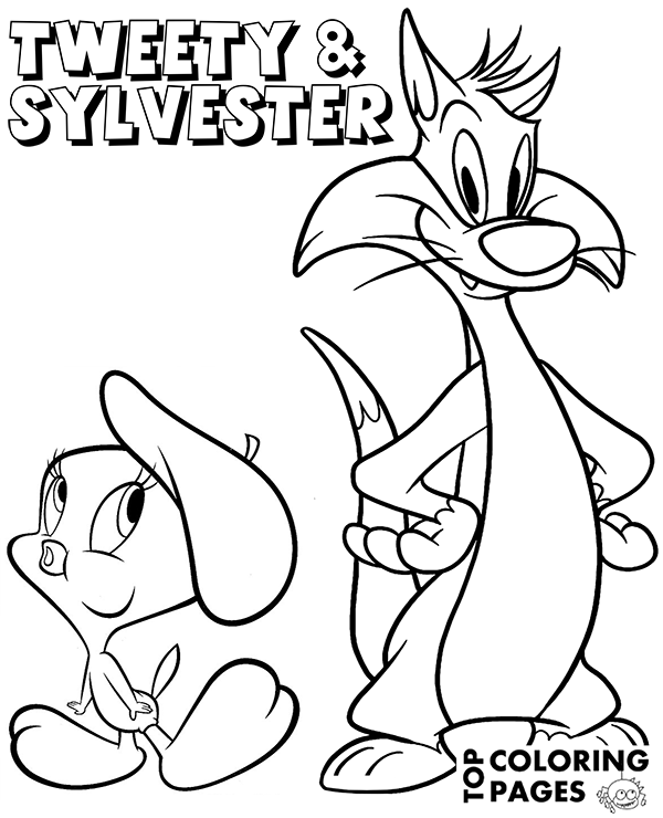 Cool Tweety & cat coloring page - Topcoloringpages.ent