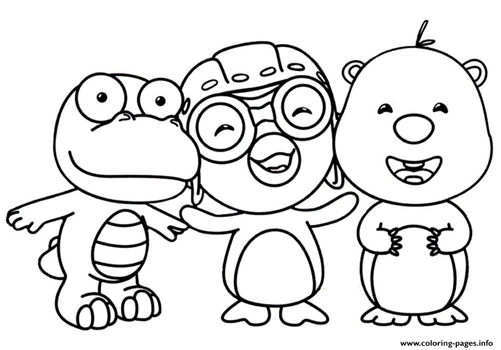 Pororo Crong Dianosaur Poby Polar Bear Coloring Pages Printable Coloring Home