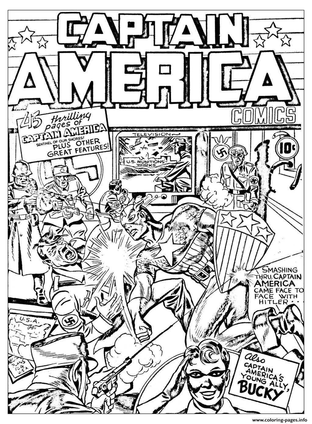 Print adult captain america vs hitler Coloring pages