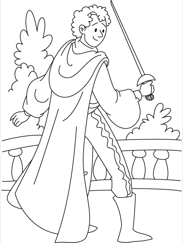 A warrior prince practicing with his sword alone coloring pages | Download  Free A warrior prince practicing with his sword alone coloring pages for  kids | Best Coloring Pages