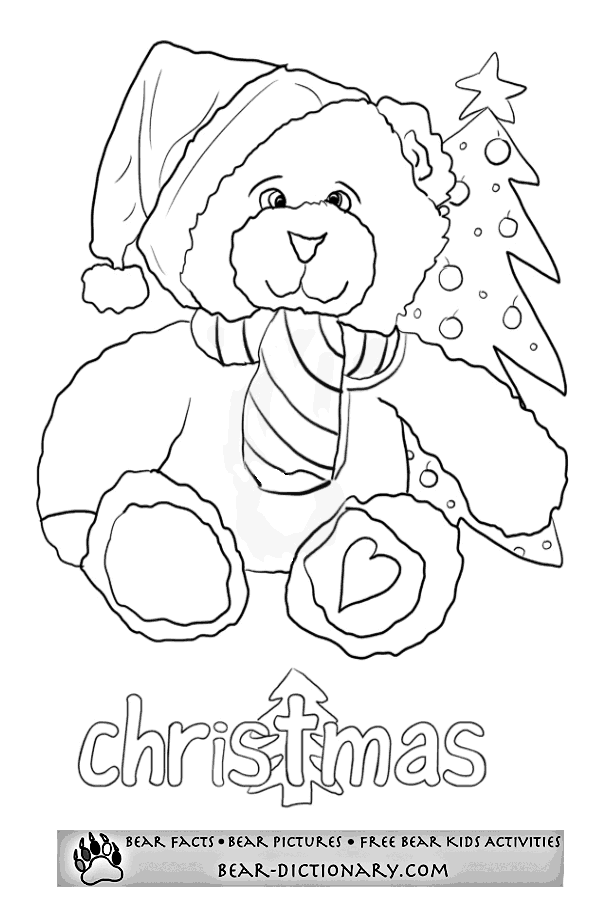 christmas teddy bear Colouring Pages