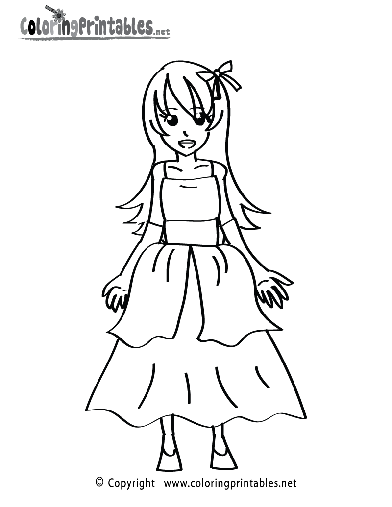 Girl Dress Coloring Page - A Free Girls Coloring Printable