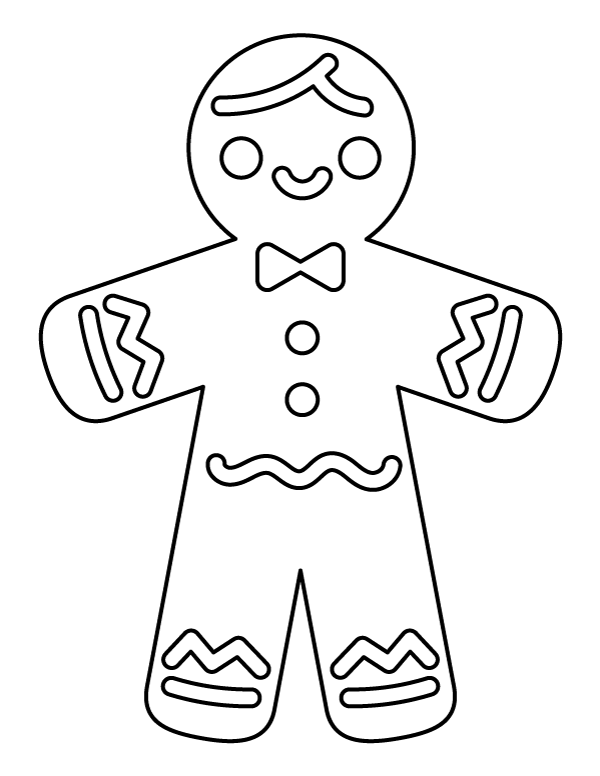 Printable Cute Gingerbread Man Coloring Page