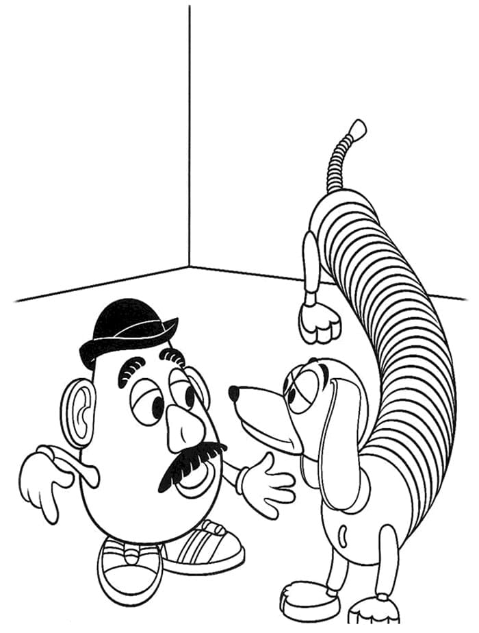 Slinky Dog and Mr. Potato Head Coloring Page - Free Printable Coloring Pages  for Kids