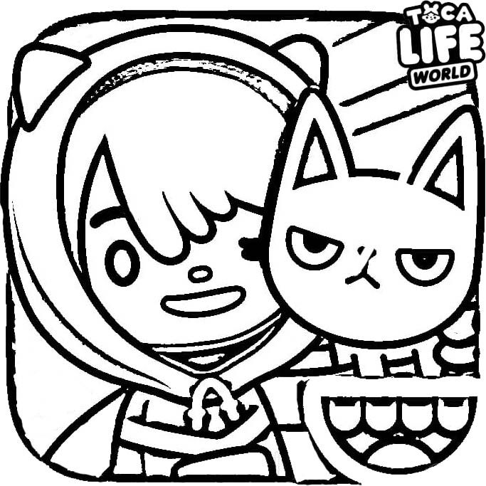 Toca Boca Coloring Pages Zeke and Pet Cat. | Coloring pages, Pets cats, Toca  life birthday party