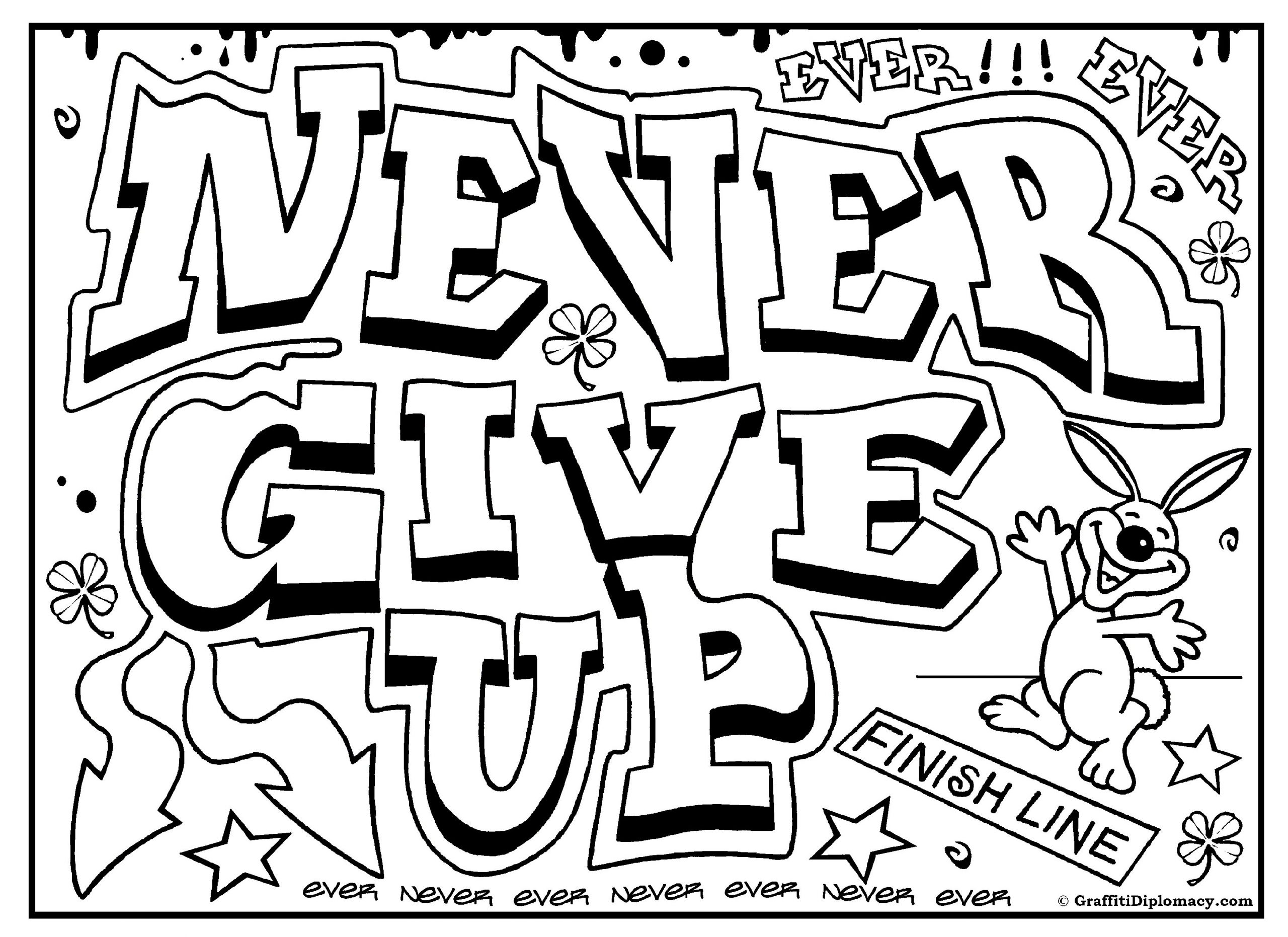 Never Give Up Coloring Page - Free Printable Coloring Pages for Kids