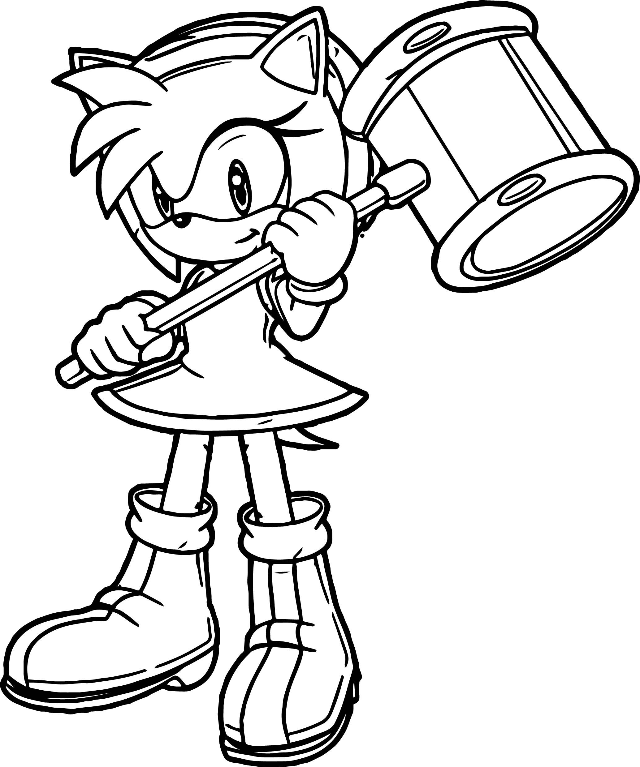 nice Cute Amy Rose Hammer Coloring Page | Amy rose, Coloring pages ...