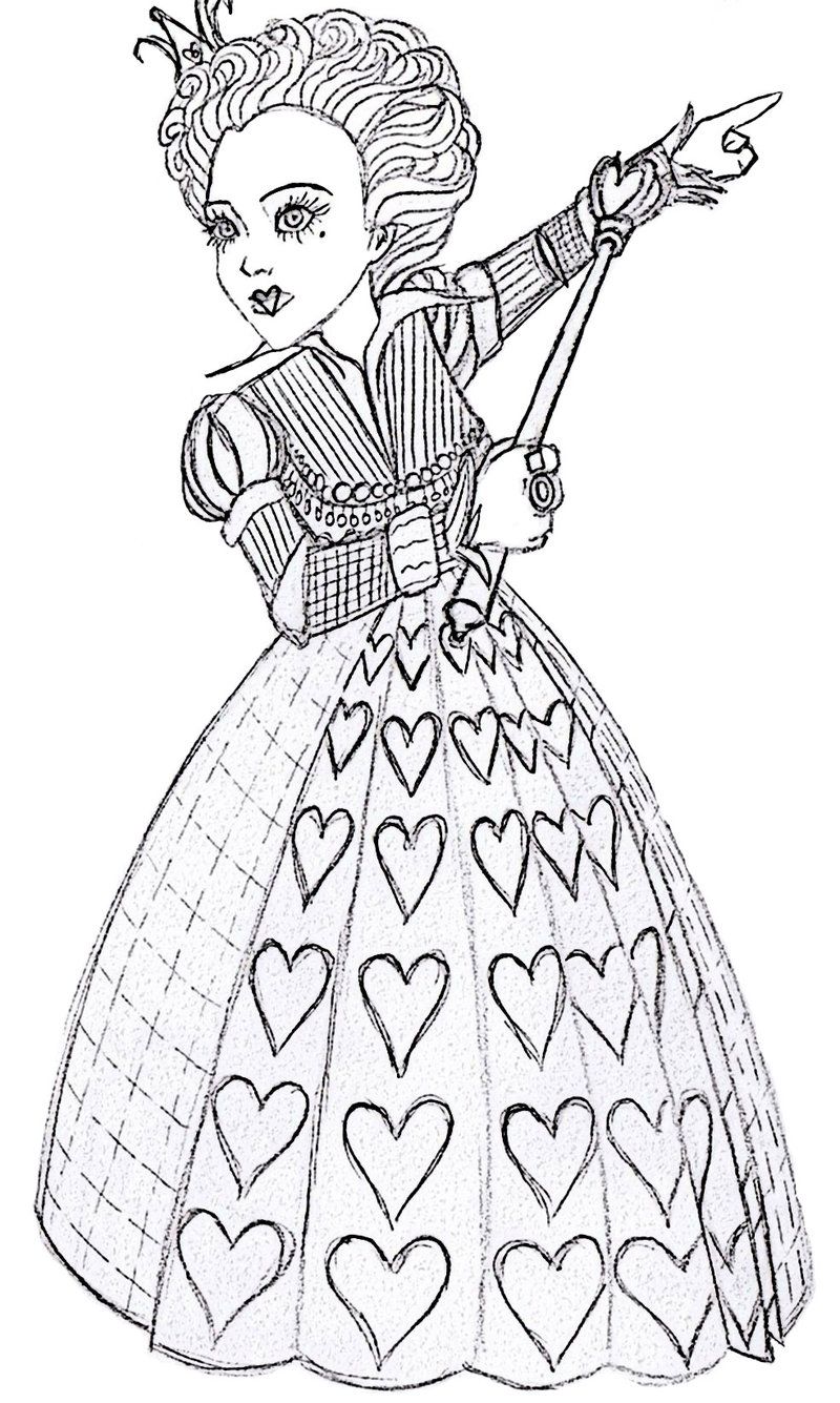 alice in wonderland queen of hearts drawing