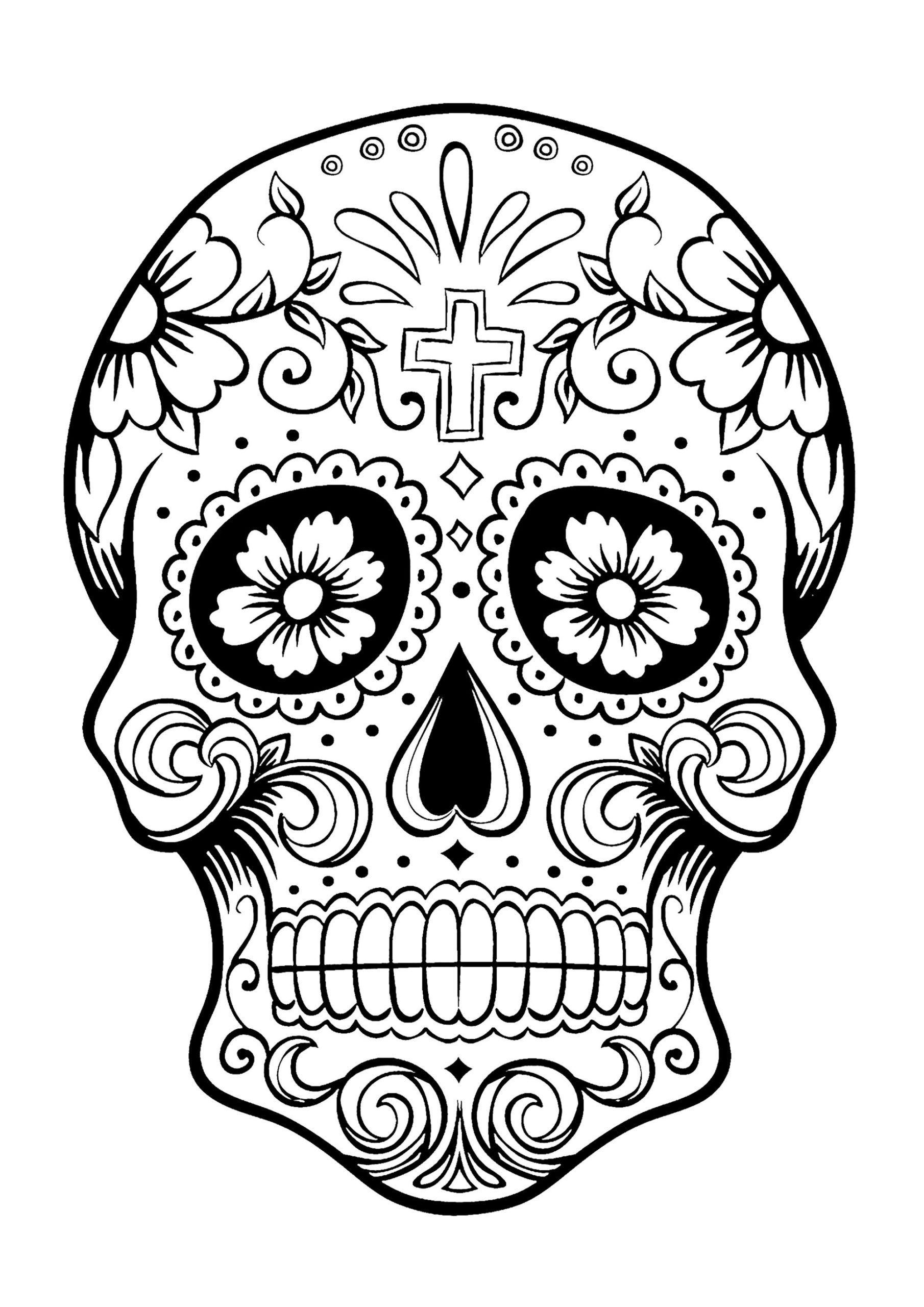 Coloring Pages : Coloring Skull For Adults El Dia Los Sea Muertos ...