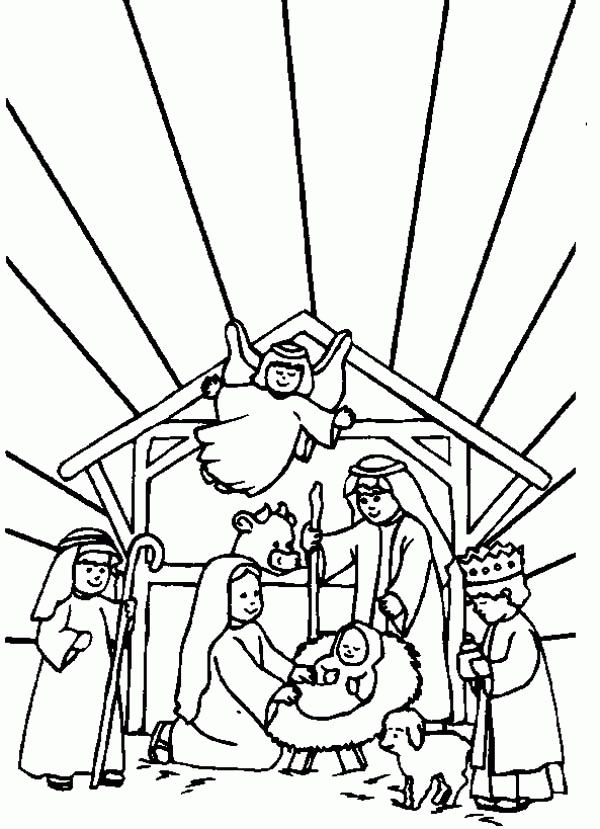 Bible Story of the Born of Jesus in Nativity Coloring Page: Bible ...