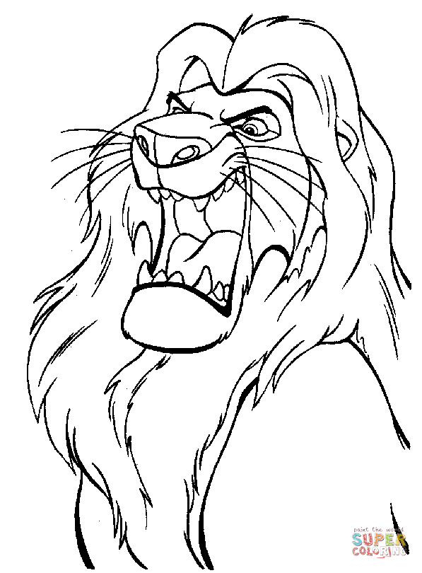 Mufasa is angry coloring page | Free Printable Coloring Pages
