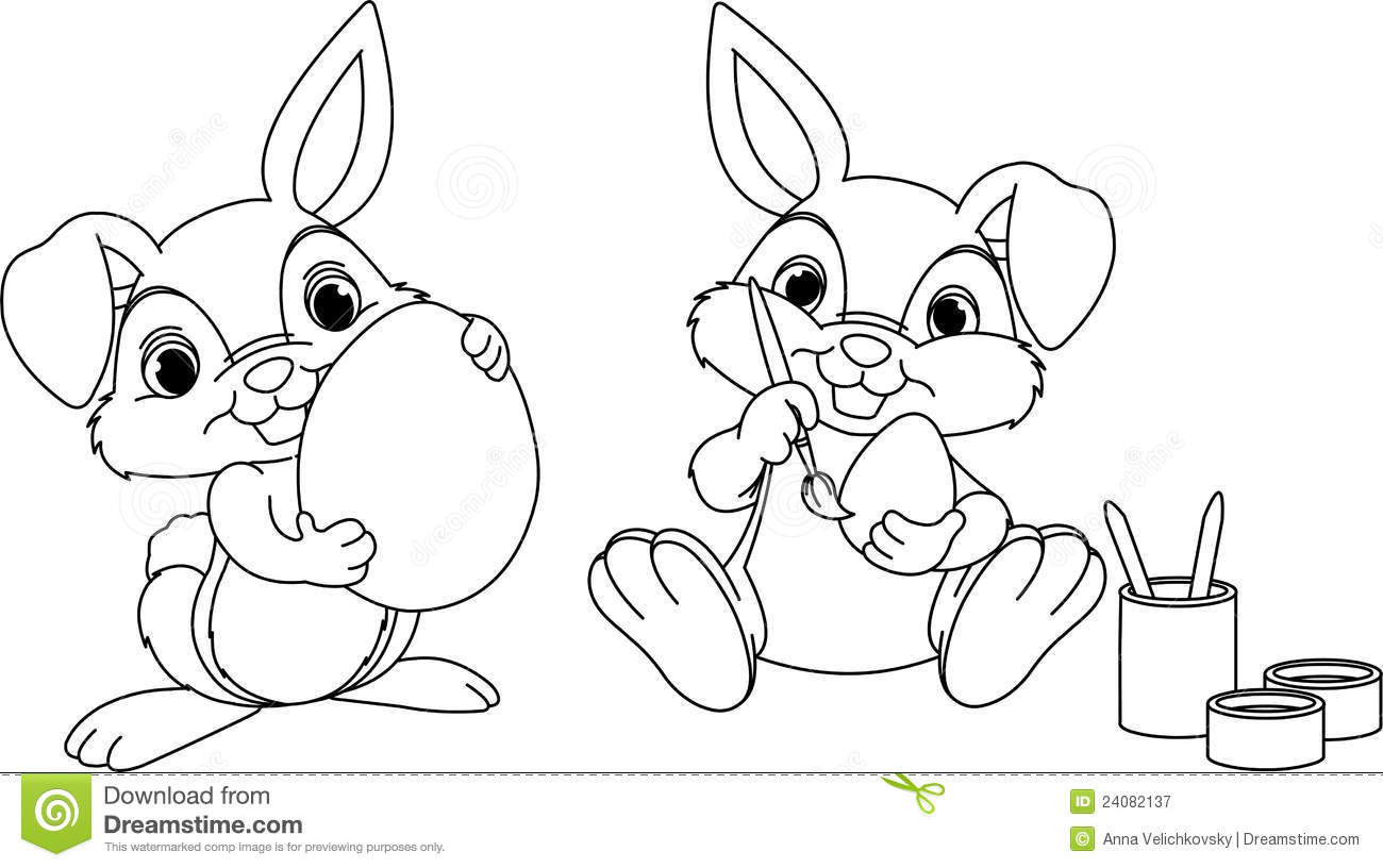 Cute Easter Bunny Coloring Page | Coloring Online