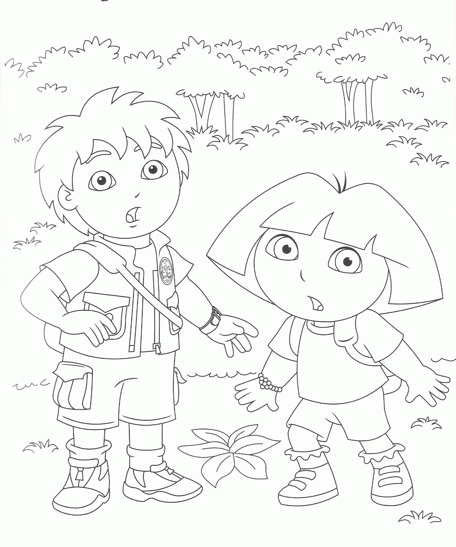 Diego and Dora coloring page