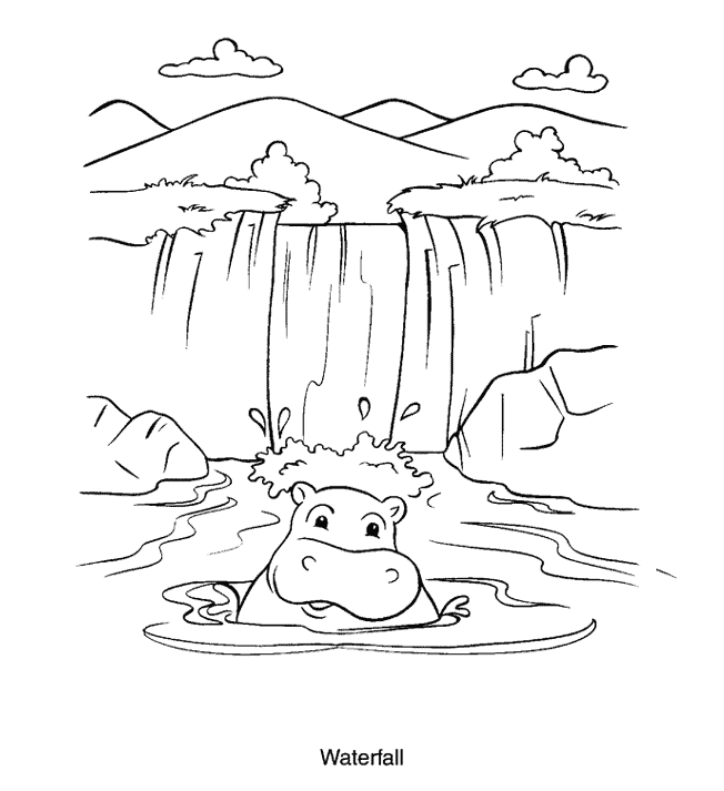 Waterfall 4 Coloring Page - Coloring Home