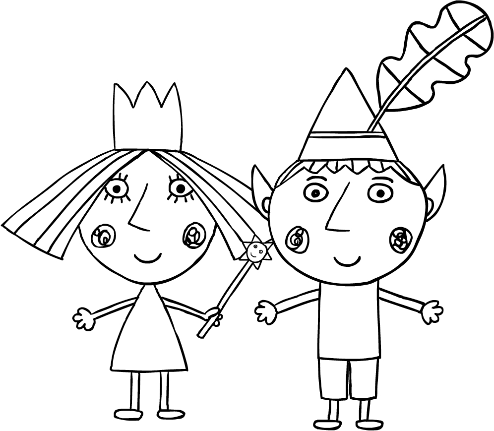 Drawing Ben and Holly coloring page