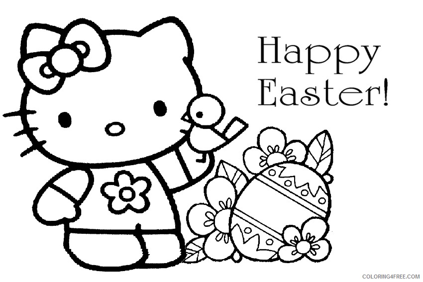 easter coloring pages hello kitty Coloring4free - Coloring4Free.com
