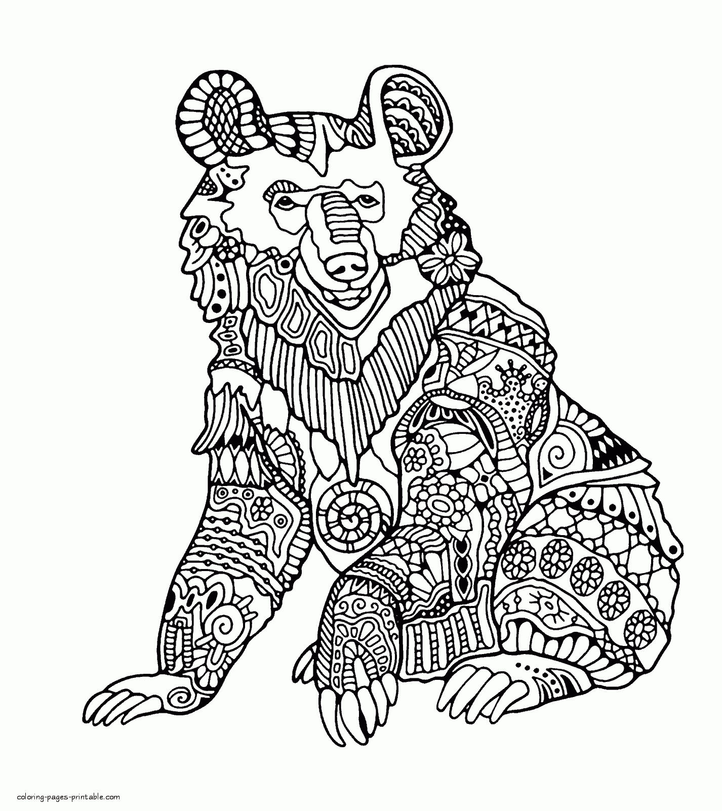 Bear Coloring Page For Adults || COLORING-PAGES-PRINTABLE.COM