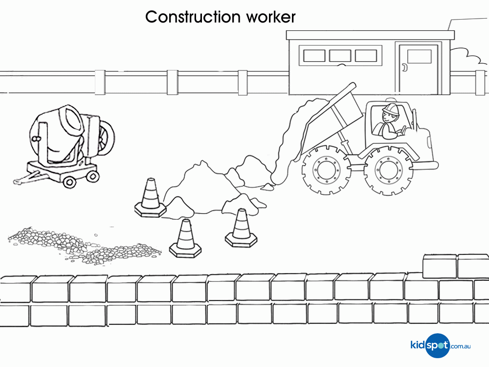 Construction Worker - Printables - Colouring Pages
