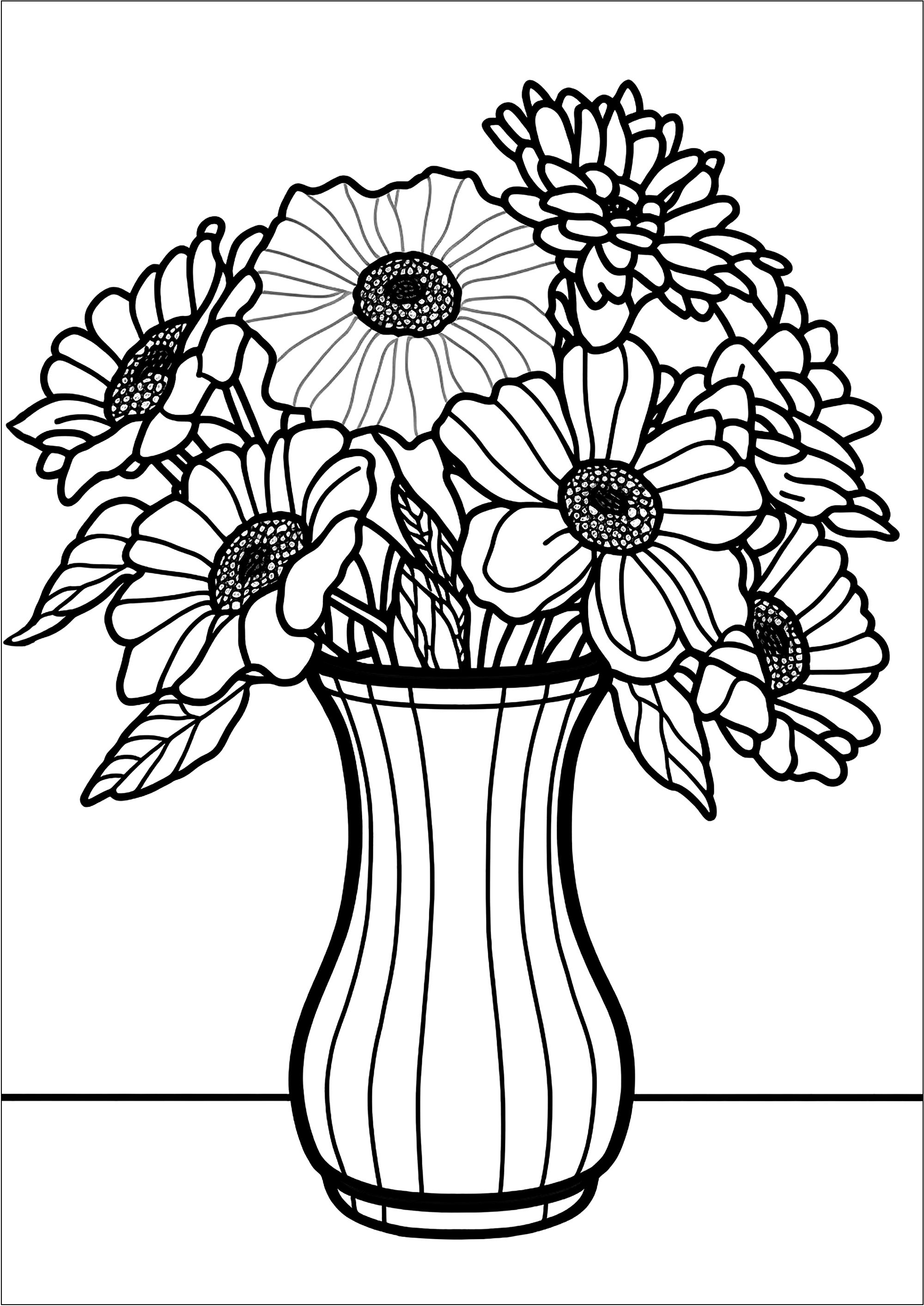 Flowers in a vase - Flowers Kids Coloring Pages