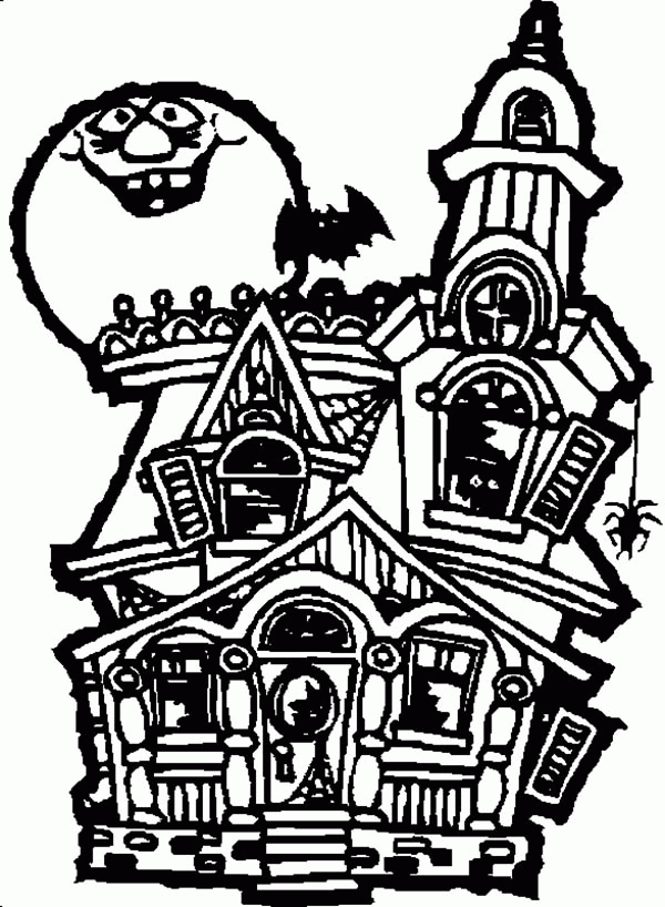 How to Drawing Haunted House Coloring Page - Free & Printable ...