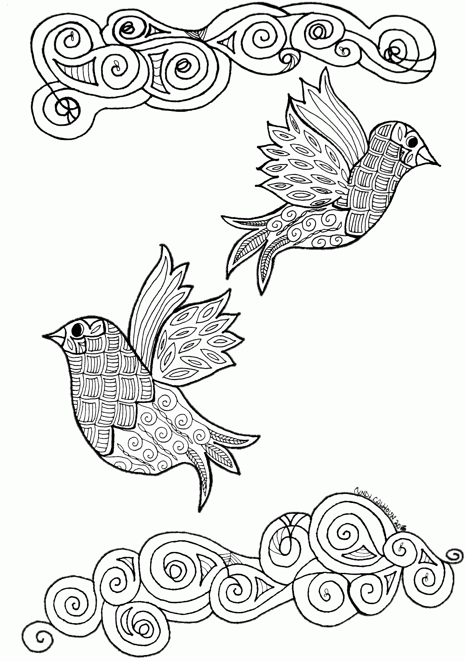 Two Birds Coloring Page – Contemplative Coloring