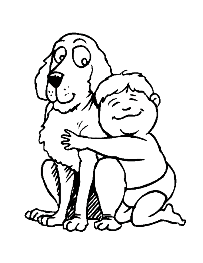 Раскраска человек с собакой