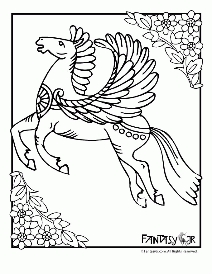 Fantasy Jr. | Beautiful Pegasus Coloring Page | âColouring for ...
