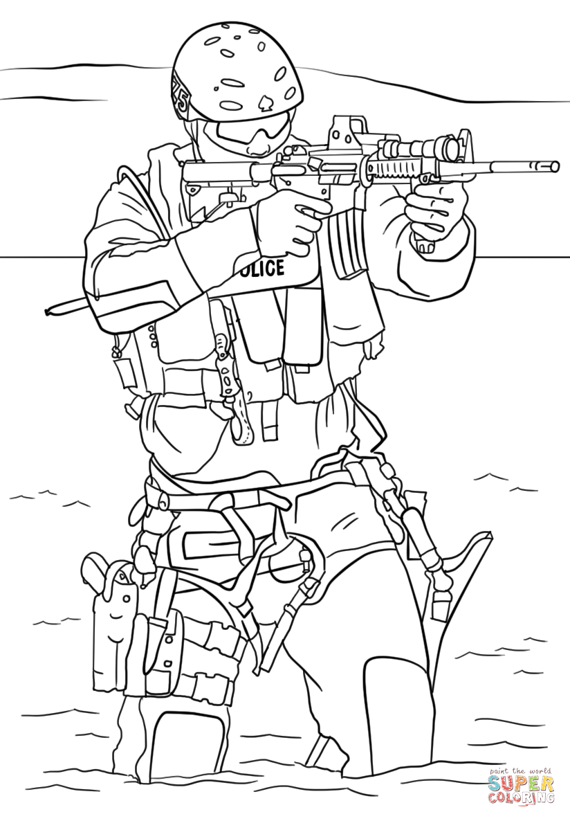 SWAT Police coloring page | Free Printable Coloring Pages