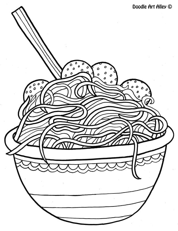 Spaghetti Coloring Page at GetDrawings | Free download