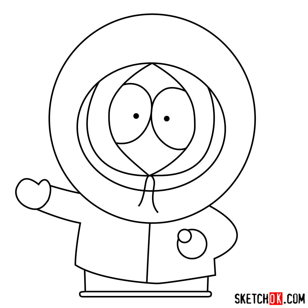 Learn how to draw Kenny McCormick from South Park - SketchOk