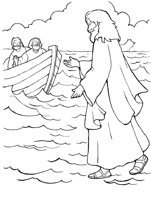 Jesus Walks On Water Coloring Page free image download