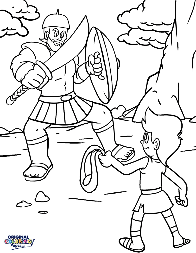 David and Goliath Bible Coloring Page | Coloring Pages - Original Coloring  Pages
