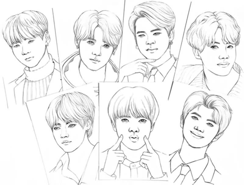 Suga from BTS Coloring Page - Free Printable Coloring Pages for Kids