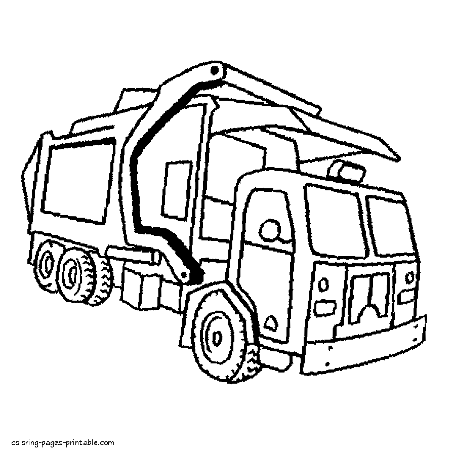 Coloring page garbage truck || COLORING-PAGES-PRINTABLE.COM