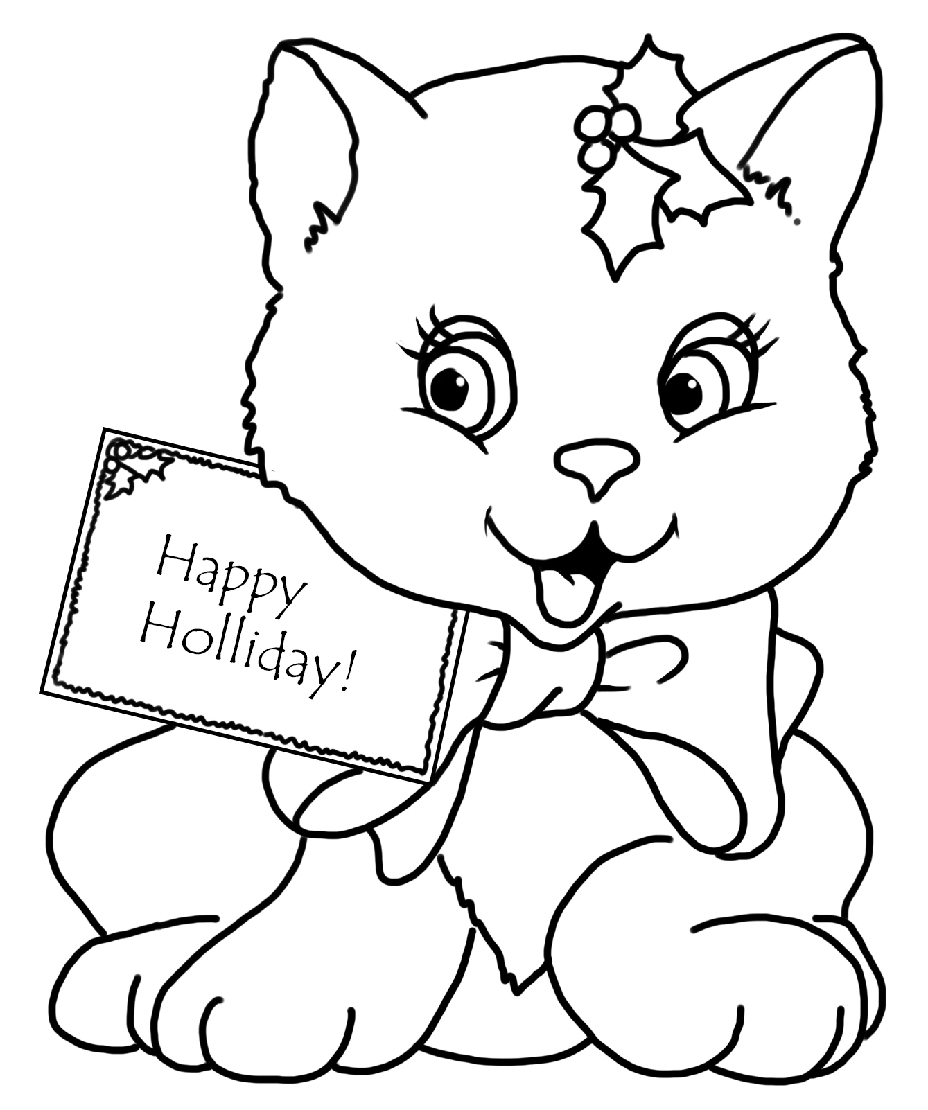 Christmas Cats Coloring Pages Coloring Home