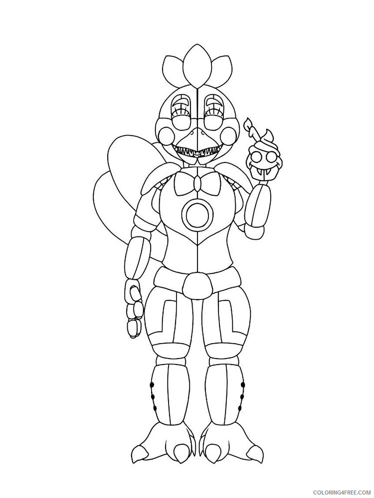 Animatronics Coloring Pages Cartoons animatronics chica 6 Printable 2020  0504 Coloring4free - Coloring4Free.com
