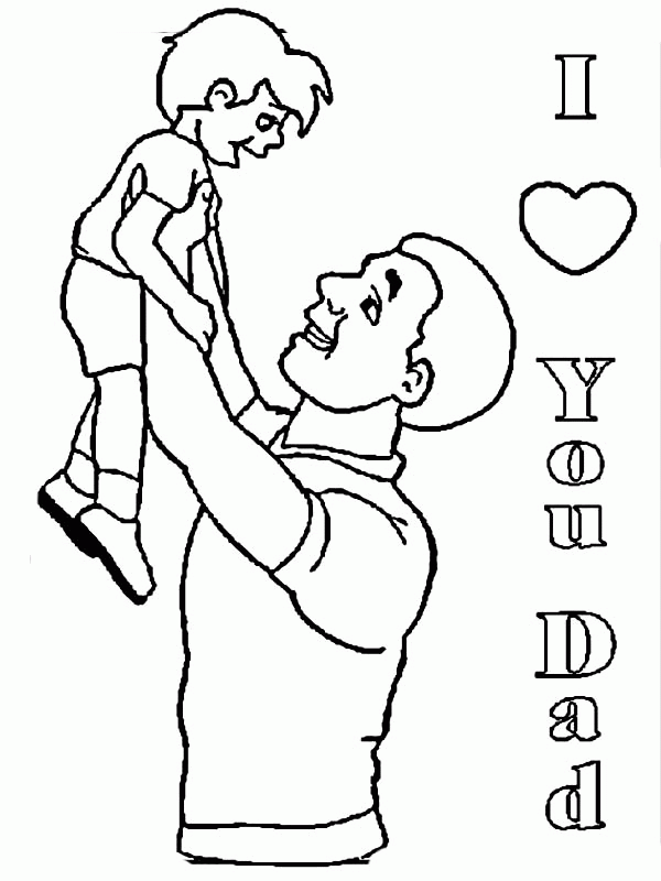 Father Lifting His Child High in Fathers Day Coloring Page - Free ...
