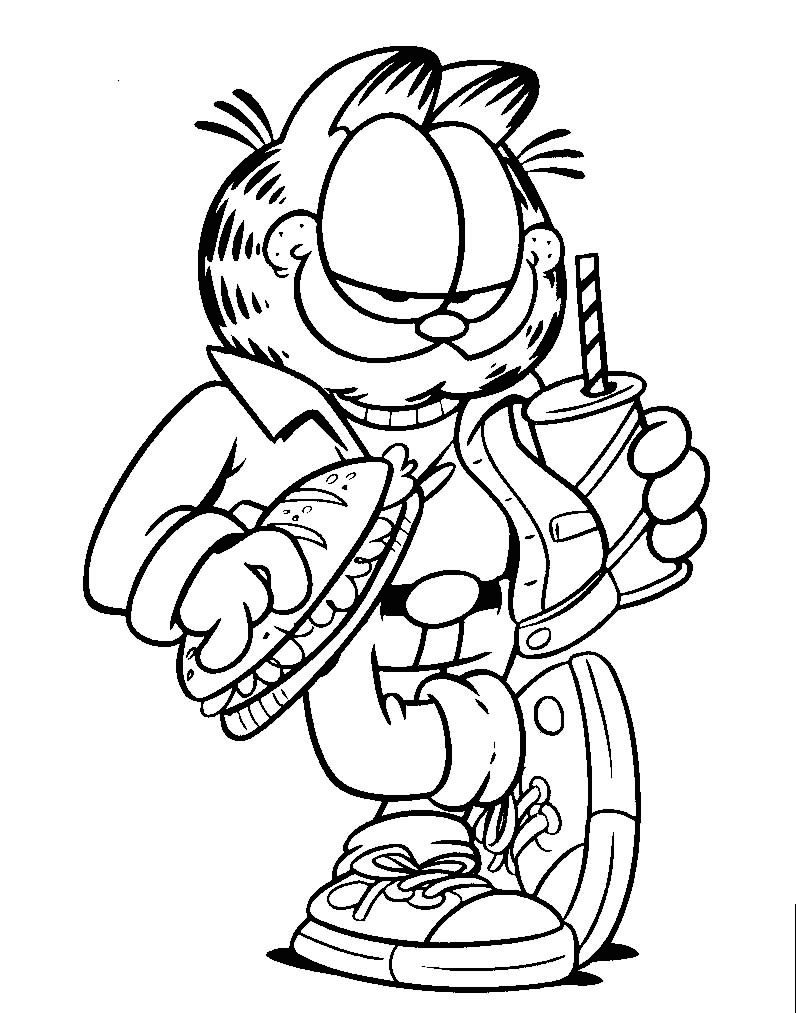 transmissionpress: Coloring Page of Garfield Eating Food