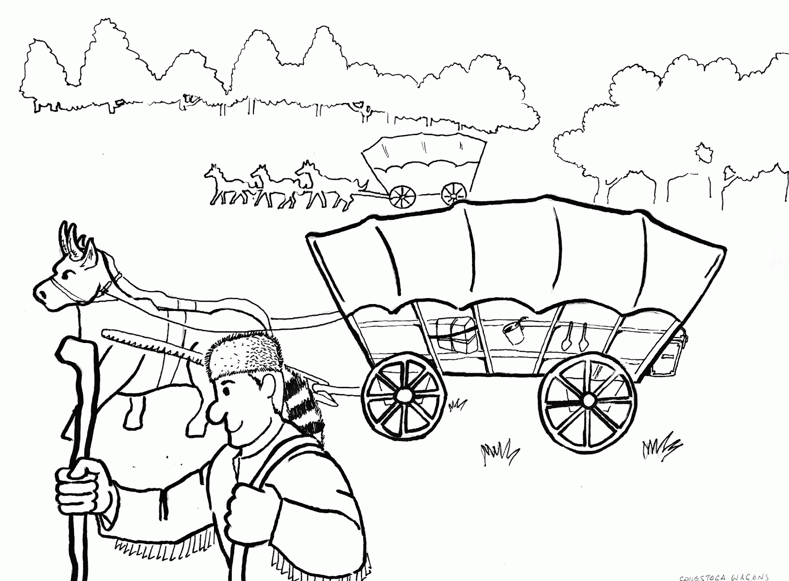 Covered Wagon Coloring Page - Coloring Home