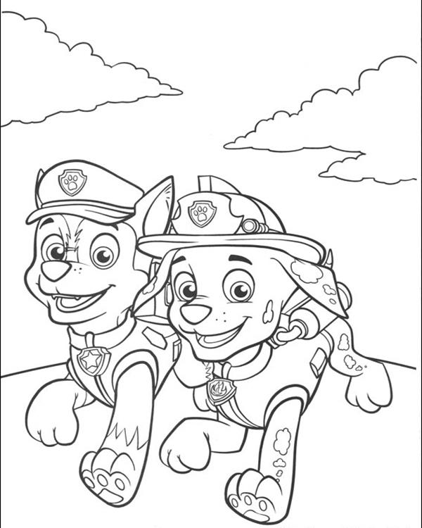 Chase and Marshall - Paw Patrol Coloring Pages