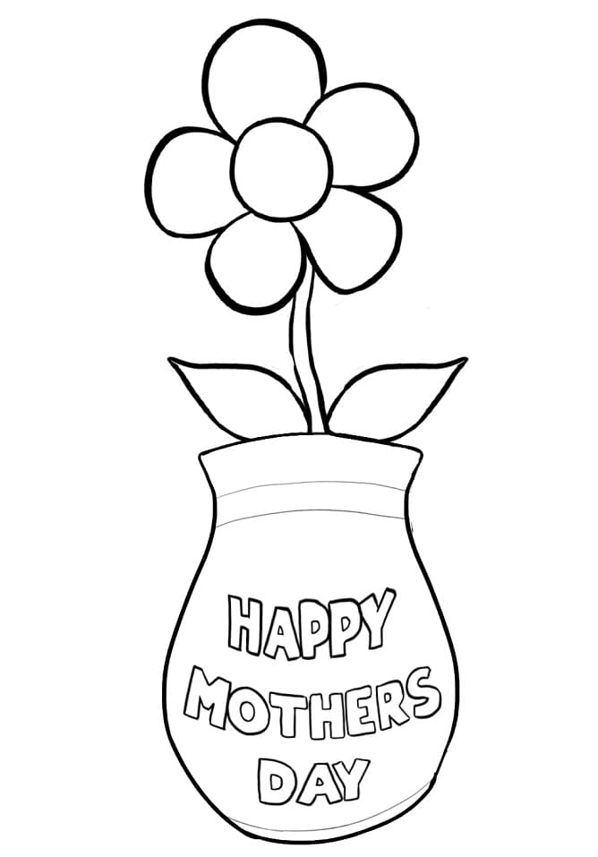 Flower Pot for Mom Coloring Page - Free Printable Coloring Pages for Kids