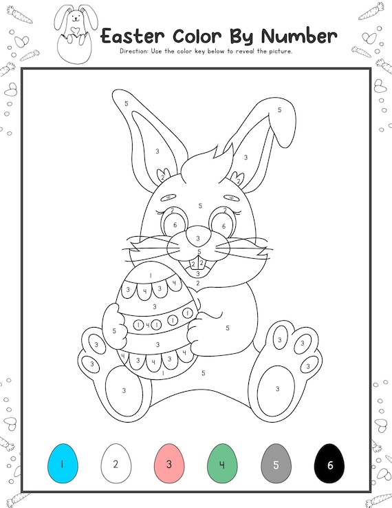 Easter Color by Number Holiday Worksheets Printable for Kids - Etsy