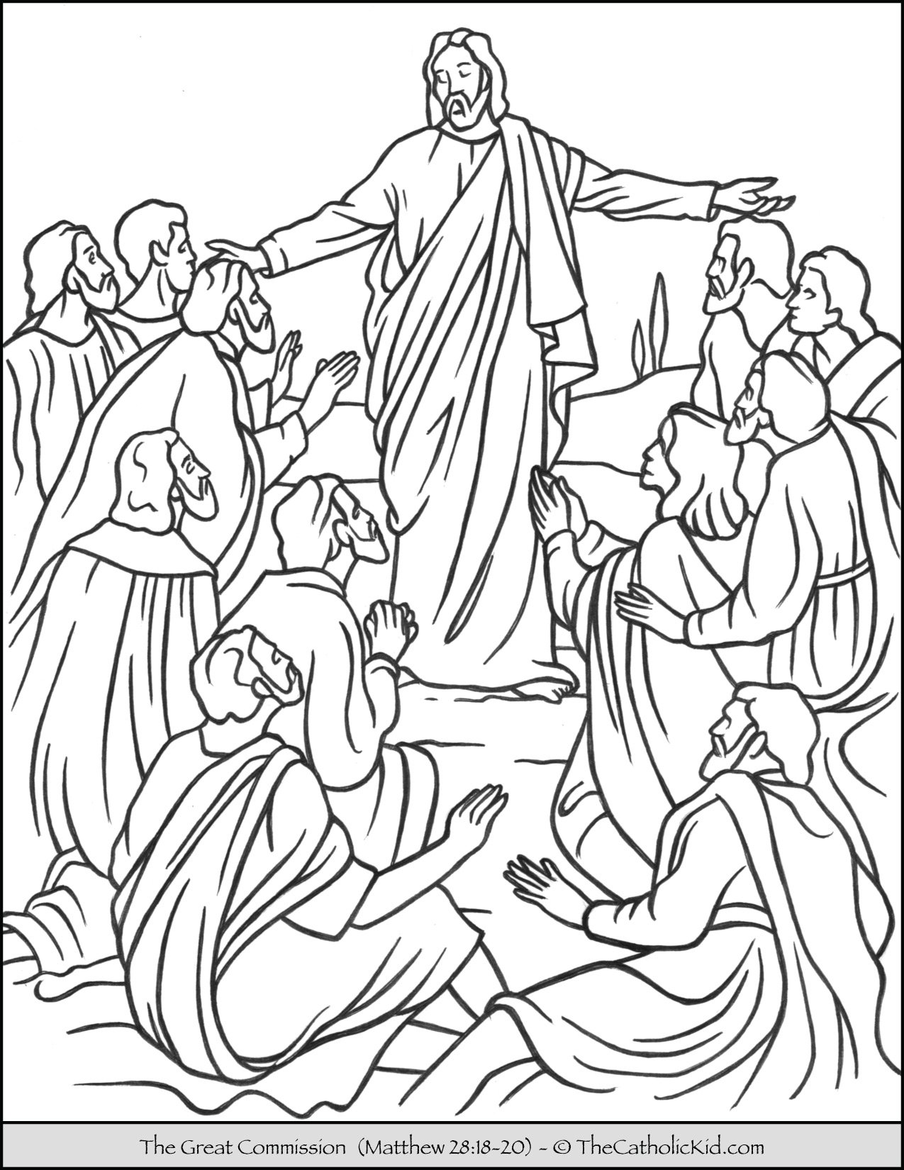 Jesus - The Great Commission Coloring Page - TheCatholicKid.com