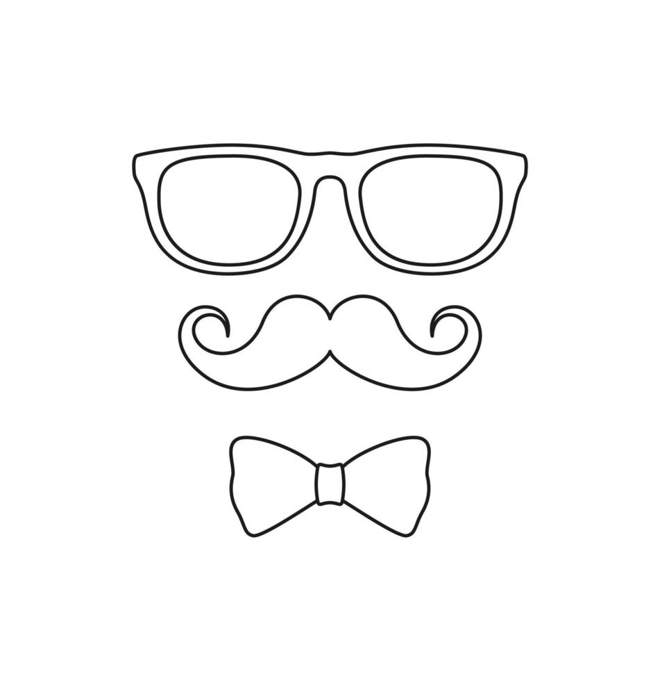 Coloring page with Mustache, Bow Tie, and Glasses for kids 9954972 Vector  Art at Vecteezy