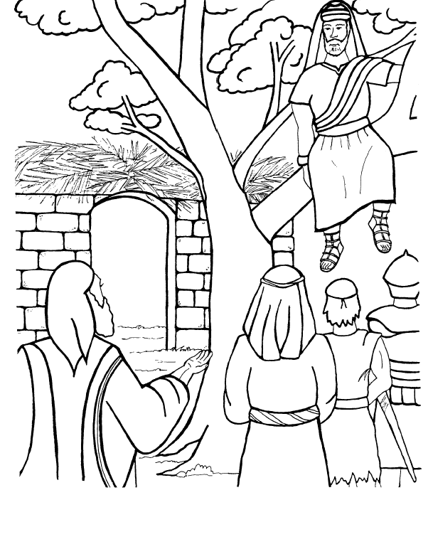 Jesus And Zacchaeus Coloring Page - Coloring Home