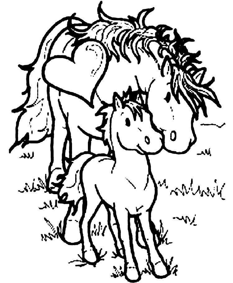 mom and baby horse coloring pages in 2019 | Horse coloring ...