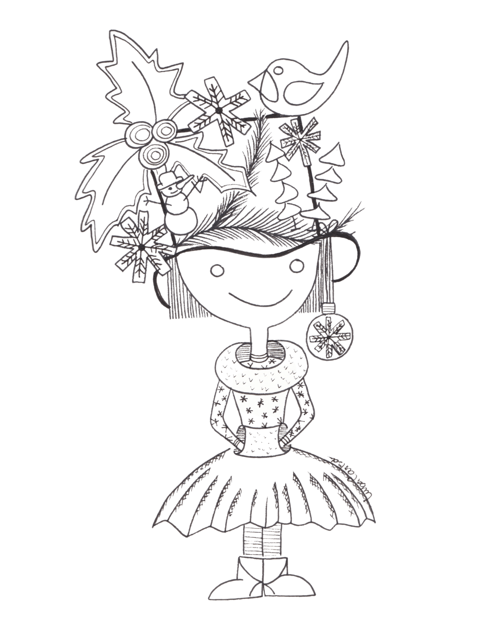 Steam Punk Christmas Girl Coloring Page ...