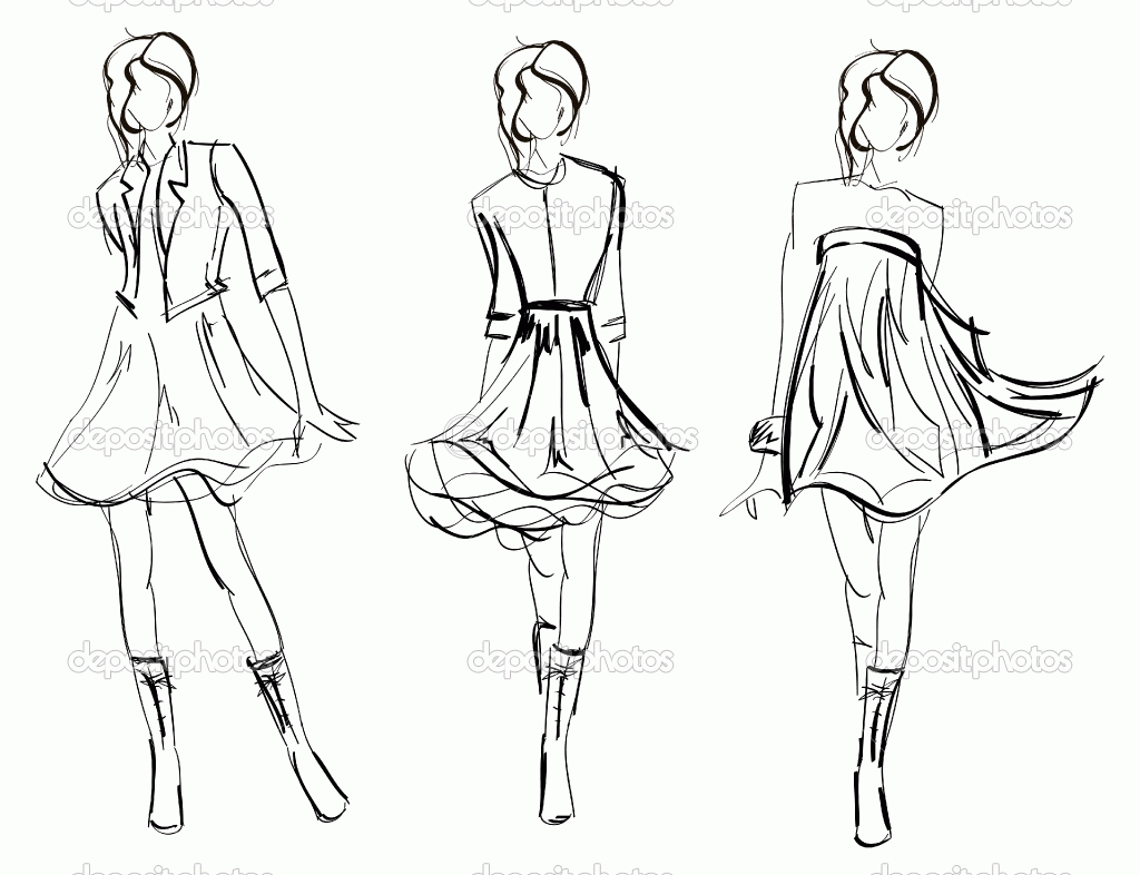 fashionable girls coloring pages 5. fashion design coloring pages ...