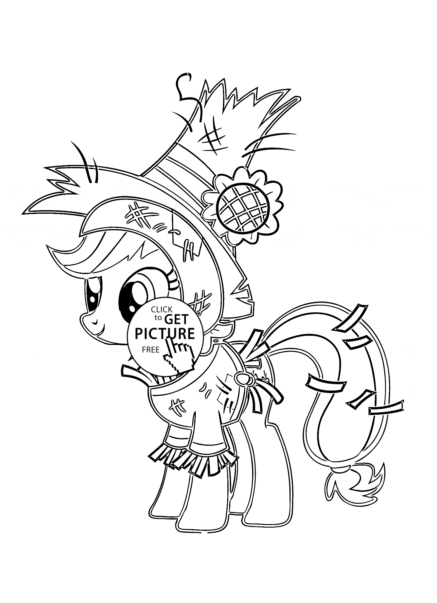 My little pony Funny Applejack Pony Halloween coloring page for ...