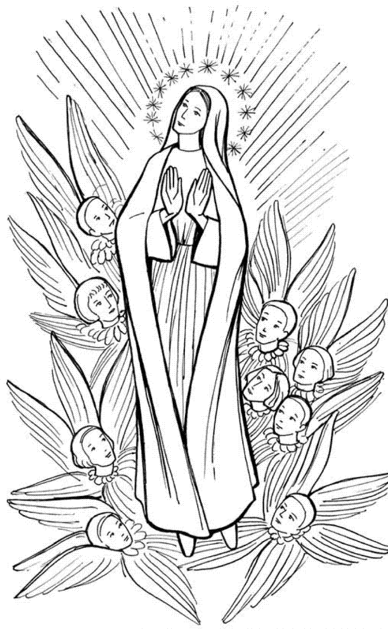 Virgin Mary Coloring Page - Coloring Pages for Kids and for Adults